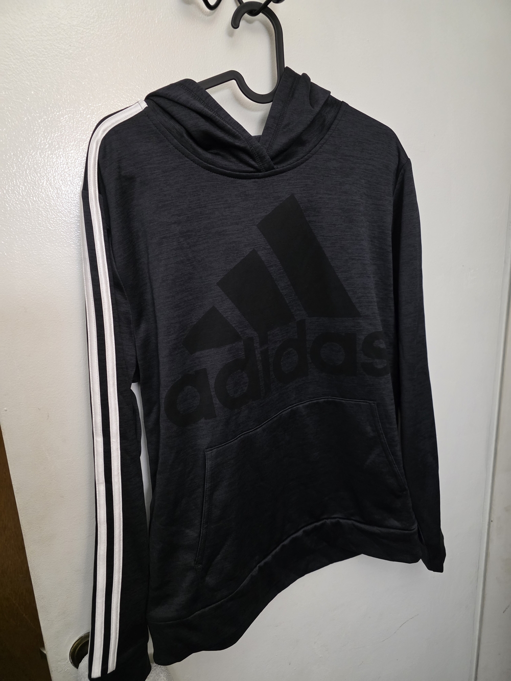 adidas Black Hoodie with White Logo Tag